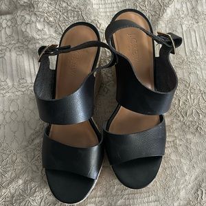 J Crew Black Platform Sandal Size 8